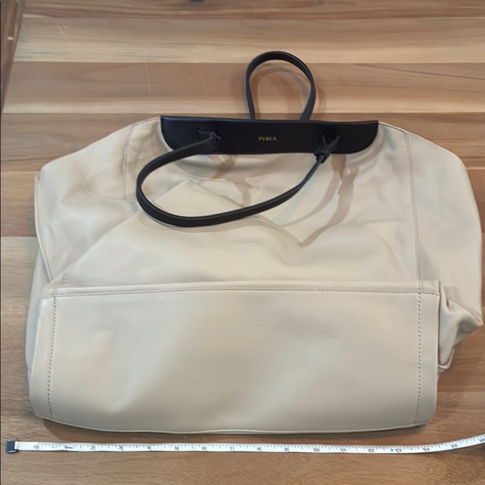 Furla Cream Leather Tote Bag
